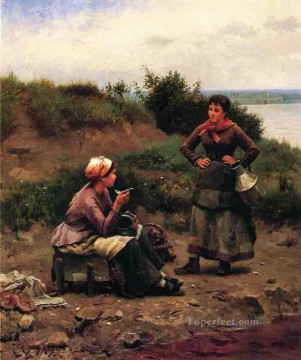ダニエル・リッジウェイ・ナイト Painting - 二人の若い女性の同胞ダニエル・リッジウェイ・ナイトの議論